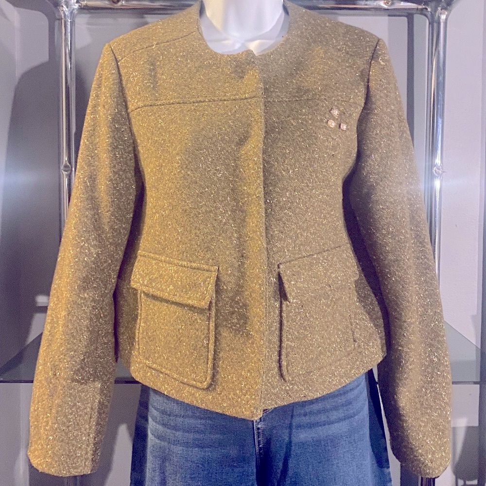 A New Day Olive Green and Gold Blazer